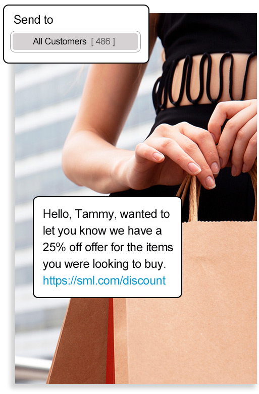 Image showing a text going out to customers